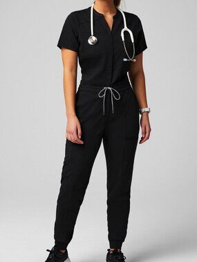 FABLETICS Empower Scrub Jumpsuit Women's Black - Large - NWT NEW
